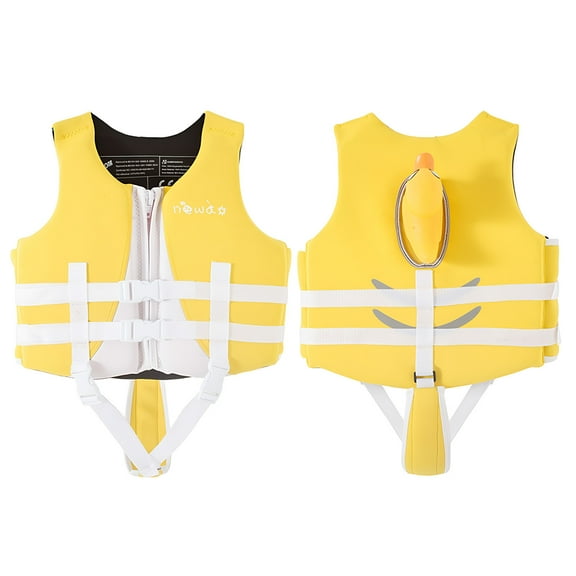 Zylarhe Life Jackets for Kids,Kids Buoyancy Back Heart Snorkeling Swimming Rafting Vest Swimsuit for Girls Yellow 3-5 Years