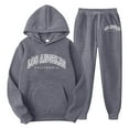 thumbnail image 1 of Zylarhe Male And Women Sports Suit Autumn And Winter Leisure Solid Color Hooded Sweater Pants With Tassels Sports Suit Regular Fit Suits for Men, 1 of 2