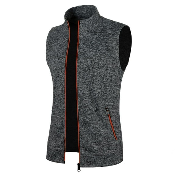 Zylarhe Male Autumn And Winter Bottoming Knitted Hooded Vest Solid Color Drawstring Sweatshirt Vest Coat Winter Mens Coat