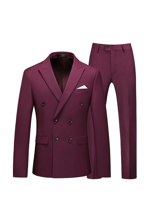 Male Autumn And Winter Suit Two Piece Solid Color Lapel Collar Long Sleeve Pocket Suit Jacket And Trousers Suits 3