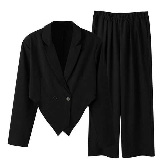 Zylarhe Male Autumn And Winter Trendy Loose Long Sleeve Novelty Lapel Small Suit Straight Trousers Casual Two Piece Set Men Suit Big And Tall