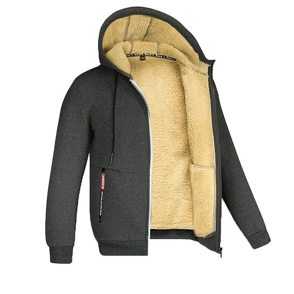 Zylarhe Male Autumn And Winter Warm Jacket Fashion Casual Soild Color Long Sleeve Pocket Hooded Coat Top Rain Jacket Lightweight Men