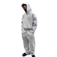 thumbnail image 1 of Zylarhe Male Casual Solid Two Piece Hooded Sports Suit Pocket Raglan Sleeve Hoodies Drawstring Pant Set Suit Jacket for Big Men, 1 of 6