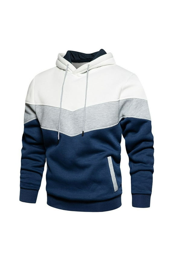 Male Color Blocked Loose Casual Jacket With Side Seam Pockets And Hooded Sweatshirt Mens Zip up Sweatshirts