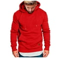 thumbnail image 1 of Zylarhe Male Hoodie Leather Label Long Sleeve Sweatshirt Hooded Large Size Pocket Sweatshirt Top Mens Tall Hoodies Pullover, 1 of 5