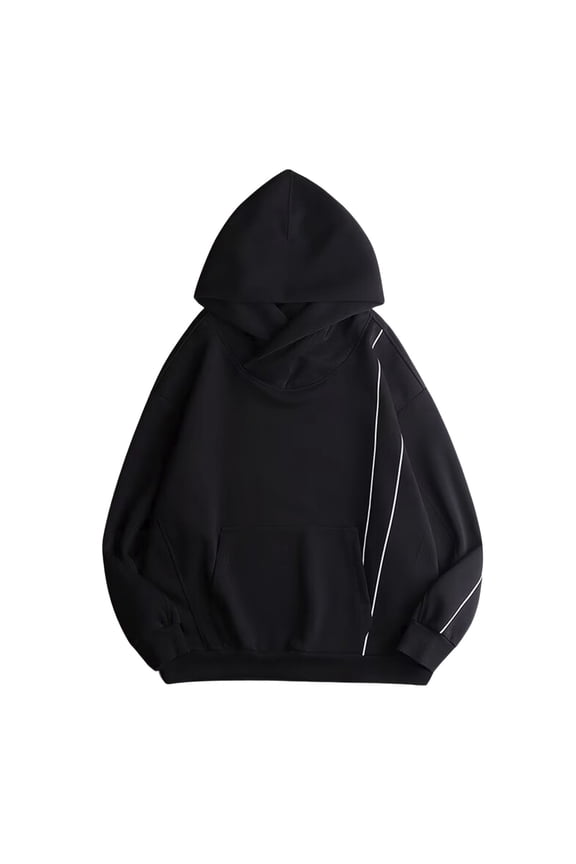 Man Autumn Hoodie Fuzzy Solid Color Long Sleeve Pockets Hooded Sweatshirt Anime Hoodies for Men