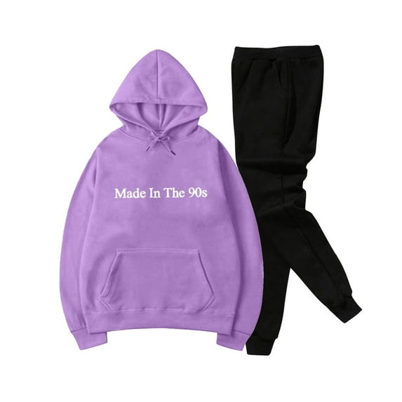 Zylarhe Men And Women Autumn And Winter Leisure Print Long Sleeve Sweater Pants Sports Suit My Gown