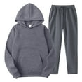 thumbnail image 1 of Zylarhe Men And Women Sports Suit Autumn And Winter Leisure Solid Color Hooded Sweater Pants With Tassels Sports Suit Slim Suits, 1 of 2