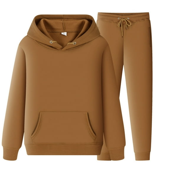 Zylarhe Men And Women Sports Suit Autumn And Winter Leisure Solid Color Hooded Sweater Pants With Tassels Sports Suit Suits Memorabilia