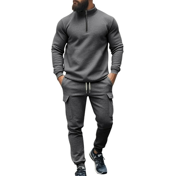 Zylarhe Men And Women Sports Suit Autumn And Winter Leisure Solid Color Zipper Sweater Pants With Sports Suit Jacket Suit for Men