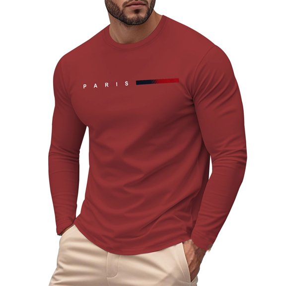 Zylarhe Men T Shirts A New Men's Casual Fashionable And Breathable Large Sized Printed Long Sleeved T Shirt Base Layer Mod Bod Tops