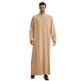 thumbnail image 1 of Zylarhe Men T Shirts Male Solid Color Long Sleeve Robe Arabic Clothes Middle Skirt Robe Men Shirt Long Sleeve Button down, 1 of 5
