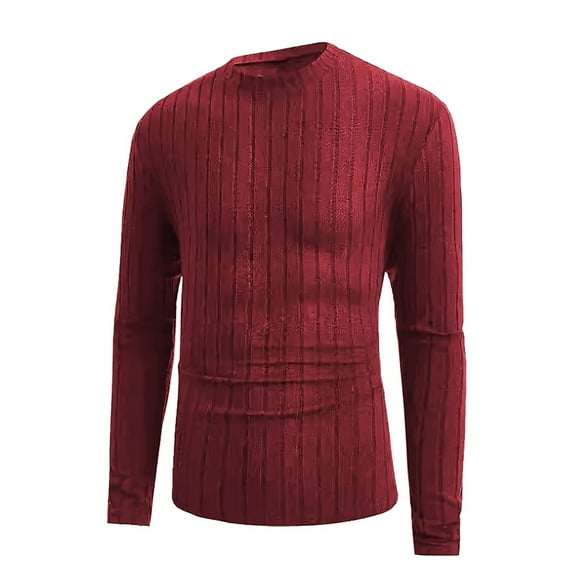 Zylarhe Men T Shirts Men Casual Fashion Trend Solid Color Round Neck Pullover Long Sleeve T Shirt Turtle Neck Top for Men