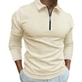 thumbnail image 1 of Zylarhe Men T Shirts Men Casual Soild Zipper Top Shirt Turn Down Collar Blouse Long Sleeve Top Shirt Fashion Casual Shirt Loose Tee, 1 of 7