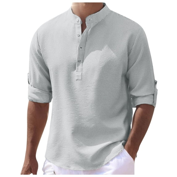 Zylarhe Men T Shirts Men Europe And The United States Stand Button Down Pineapple Plaid Shirt Casual Business Trend Long Sleeved Shirt Long Men T Shirt