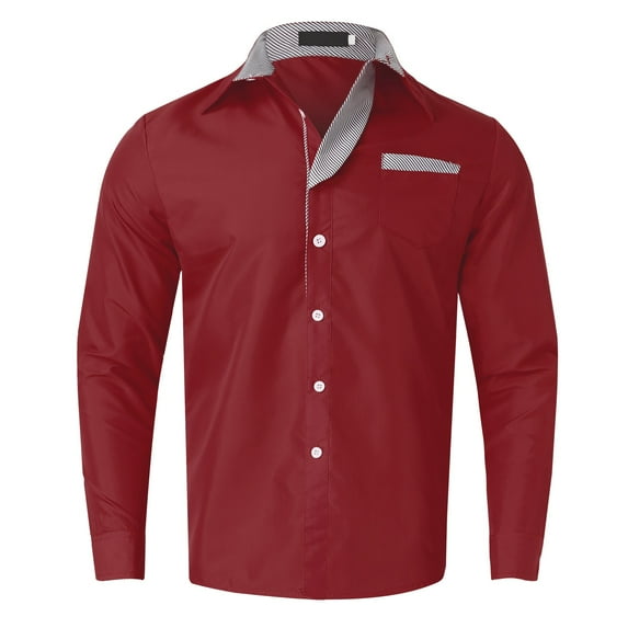 Zylarhe Men T Shirts Men Fashion Casual Top Shirt Comfortable Solid Color Collar Button Collar Shirt Top Long Sleeve Top T Shirt V Neck