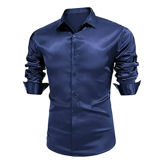 Zylarhe Men T Shirts Men Glossy 70 Disco Long Sleeve Shirt Casual Men Long Sleeve Top Turning 50 Shirts for Men