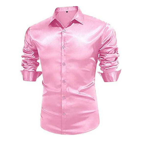 Zylarhe Men T Shirts Men Glossy 70 Disco Long Sleeve Shirt Casual Men Long Sleeve Top Turning 50 Shirts for Men