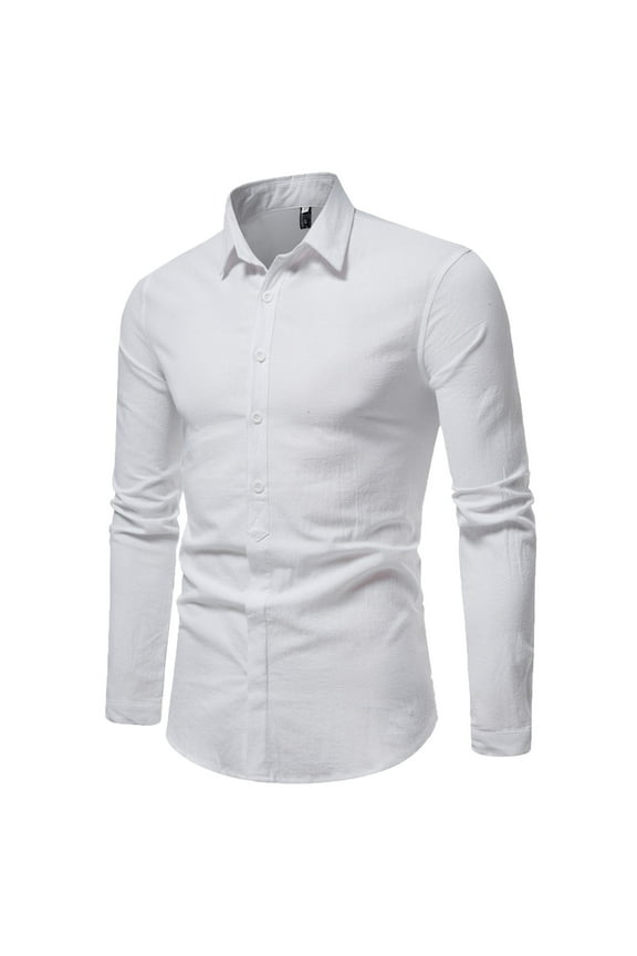 Men T Shirts Men's Casual Solid Shirt Long Sleeve Half Covered Button Turn-Down Collar Tops Custom Work Shirts Men