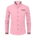 thumbnail image 1 of Zylarhe Men T Shirts Men's Long Sleeve Lapel Shirt Casual Patchwork Holiday Cardigan Shirts Tops Casual Blouse, 1 of 3
