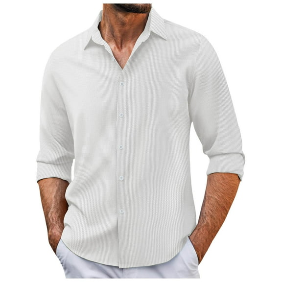 Zylarhe Men T Shirts Men's Long Sleeve Lapel Shirt Casual Solid Holiday Cardigan Shirts Tops Corduroy Pants Men