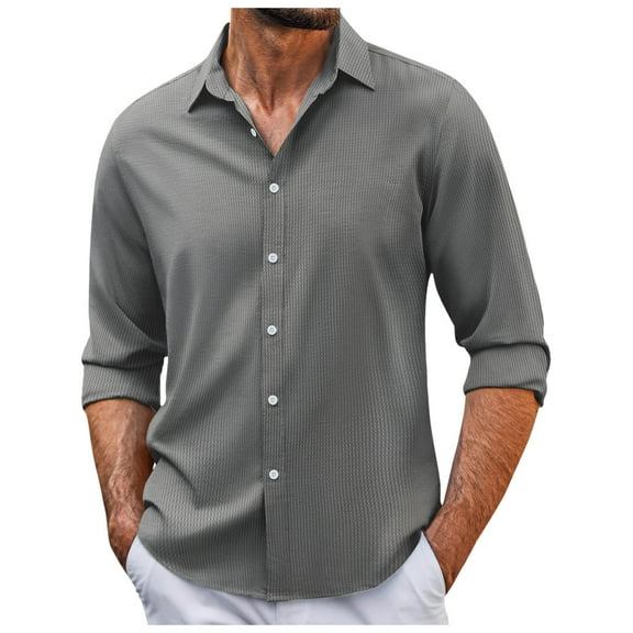 Zylarhe Men T Shirts Men's Long Sleeve Lapel Shirt Casual Solid Holiday Cardigan Shirts Tops Corduroy Pants Men