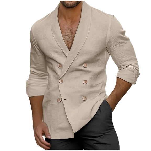 Zylarhe Men T Shirts Men's Long Sleeve Solid Color Shirt With Shawl Collar For Spring And Fall Fashion Casual Shirt