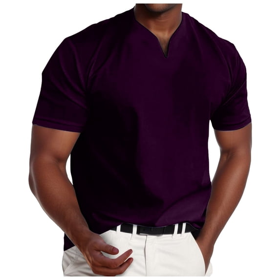 Zylarhe Men T Shirts Men's Muscle V Neck Shirts Slim Fit Shirt Short Sleeve T Shirts Casual Tee Mens Sweatpants