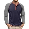 thumbnail image 1 of Zylarhe Men T Shirts Men's Slim Fit T Shirts Casual Basic Tee Round Neck Button Detail Long Sleeve Top For Daily Wear Comfortable Soft Fabric Fall Winter Clothes Microfiber Tee Shirts for Men, 1 of 7