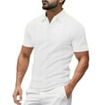 thumbnail image 1 of Zylarhe Men T Shirts Men's Summer Casual Style Solid Colour Short Sleeve Lapel T Shirt Tops Large Mens Shirts, 1 of 9