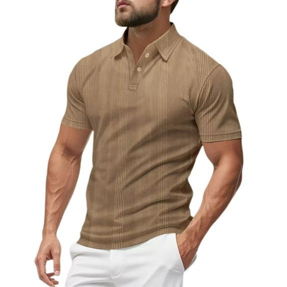 Zylarhe Men T Shirts Men's Summer Casual Style Solid Colour Short Sleeve Lapel T Shirt Tops Large Mens Shirts