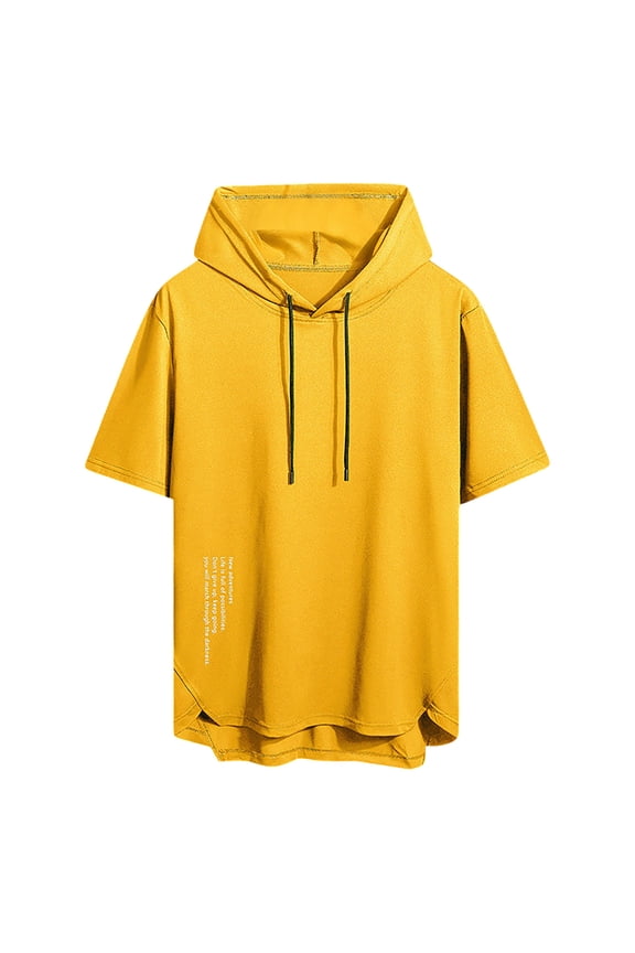 Men T Shirts Men's Summer Outdoor Sports Casual Style Loose Hooded Short Sleeve T Shirt Muscle T Shirts for Men