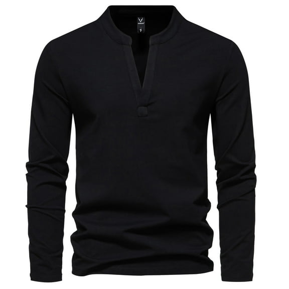 Zylarhe Men T Shirts Mens Casual Fashion Comfortable Solid Color Long Sleeve V Neck T Shirt T Shirt Dress