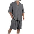 thumbnail image 1 of Zylarhe Men T Shirts Mens Summer Fashion Solid Color Large Size Cuban Collar Short Sleeve Pocket Button Cardigan Shirt Button down Pajama Shirt, 1 of 4