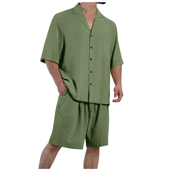 Zylarhe Men T Shirts Mens Summer Fashion Solid Color Large Size Cuban Collar Short Sleeve Pocket Button Cardigan Shirt Button down Pajama Shirt