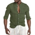 thumbnail image 1 of Zylarhe Men T Shirts O Neck Beach Top Sleeve Casual Long Button Fashion Men's Blouse Solid Men's Blouse Men's Stretch Dress Shirts, 1 of 6