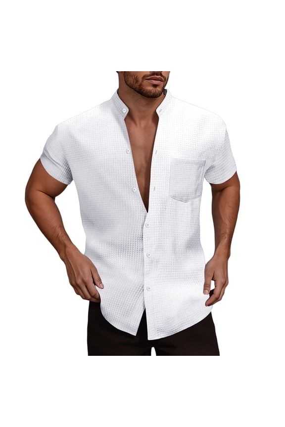 Mens Summer Shirts, Summer Man's Beach Refreshing Casual Fashion Short Sleeve Shirt Floral Shirt White L