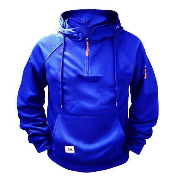 Zylarhe Men Winter Hooded Sweatshirt Solid Color Long Sleeve Knitted Jacquard Fabric Pocket Sweatshirt Top Plain Sweatshirts Unisex