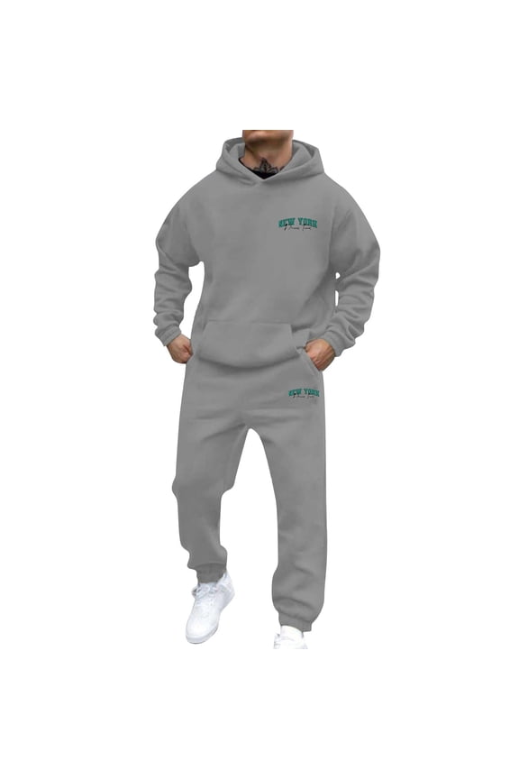Men's And Women's Autumn And Winter Fashion Casual Letter Printed Sports Long Sleeved Hoodie Set Suit with