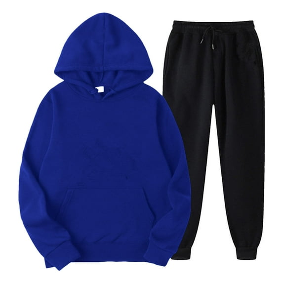 Zylarhe Men's Autumn And Winter Fashion Casual Solid Loose Hooded Long Sleeve Sports Set Mens Suit Set