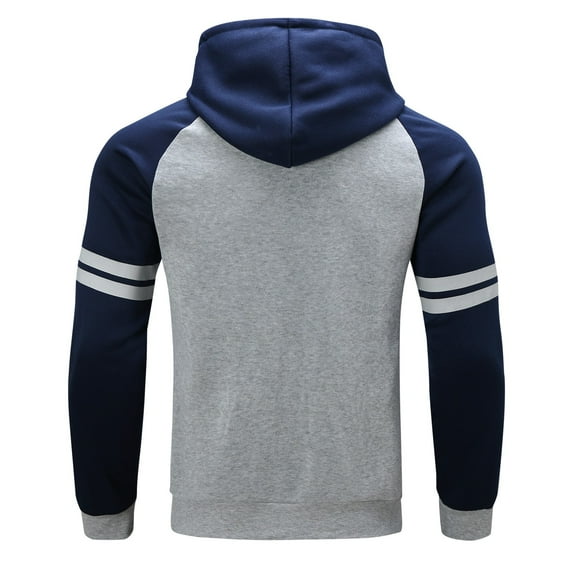 Zylarhe Men's Autumn And Winter Sports And Leisure Striped Color Block Sweater Hoodie Zip Sweatshirt Men