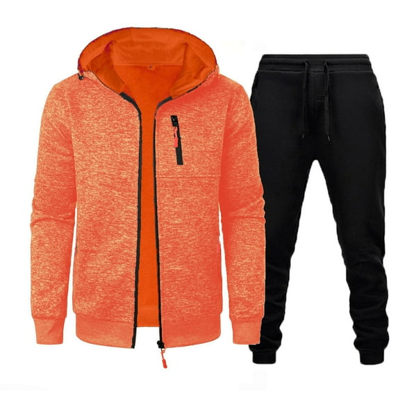 Zylarhe Men's Autumn And Winter Two Piece Hooded Sweatshirt Hooded Sweatshirt And Pants Set Jacket Suits for Men
