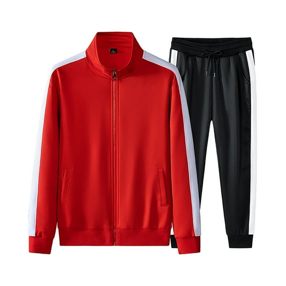 Zylarhe Men's Autumn Two Piece Solid Color Sportswear Set Sports Jacket And Casual Pants Set Formal Tux