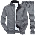 thumbnail image 1 of Zylarhe Men's Autumn Winter Solid Sweatshirt Tops Pants Sets Sports Suit Tracksuit And Outfits for Men, 1 of 5