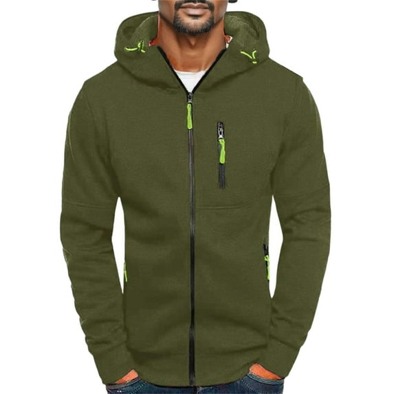Zylarhe Men's Autumn Winter Top Blouse Slim Casual Solid Soft Top Coat Long Sleeve Hooded Sweatshirt Top Jacket Hoodie Unisex