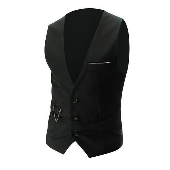 Zylarhe Men's Business Leisure Wedding Vest V Neck Sleeveless Slim Jacket Vest Young Way Jacket