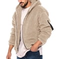 thumbnail image 1 of Zylarhe Men's Casual Autumn/winter Hooded Zipper Long Sleeved Pocket Jacket Loose Warm Everyday Trench Coat Sweatshirts for Men Tall, 1 of 8