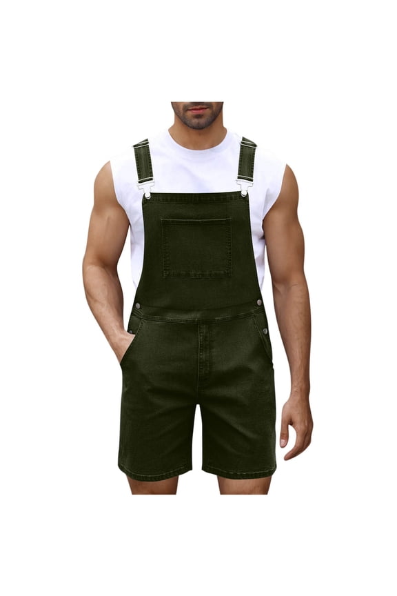Men's Casual Denim Overalls Button Front Jumpsuit Comfortable Bib Pants for Daily Wear All Season Durable Stretch Jeans
