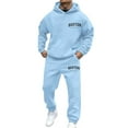 thumbnail image 1 of Zylarhe Men's Casual Hoodie And Jogger Set Letter Print Sweatsuit For Everyday Wear Spring Fall Winter Outfit Chalk Stripe Suit, 1 of 4