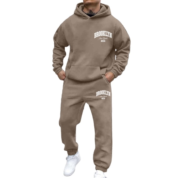 Zylarhe Men's Casual Hoodie And Jogger Set Letter Print Sweatsuit For Everyday Wear Spring Fall Winter Outfit Jackets Suits for Men